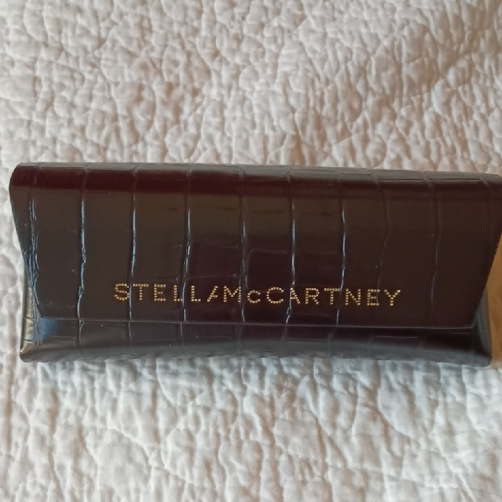Stella McCartney Deep Brown Croc-Embossed Sunglasses Case with Gold Logo